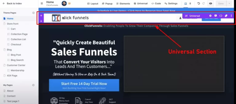 Clickfunnels universal sections